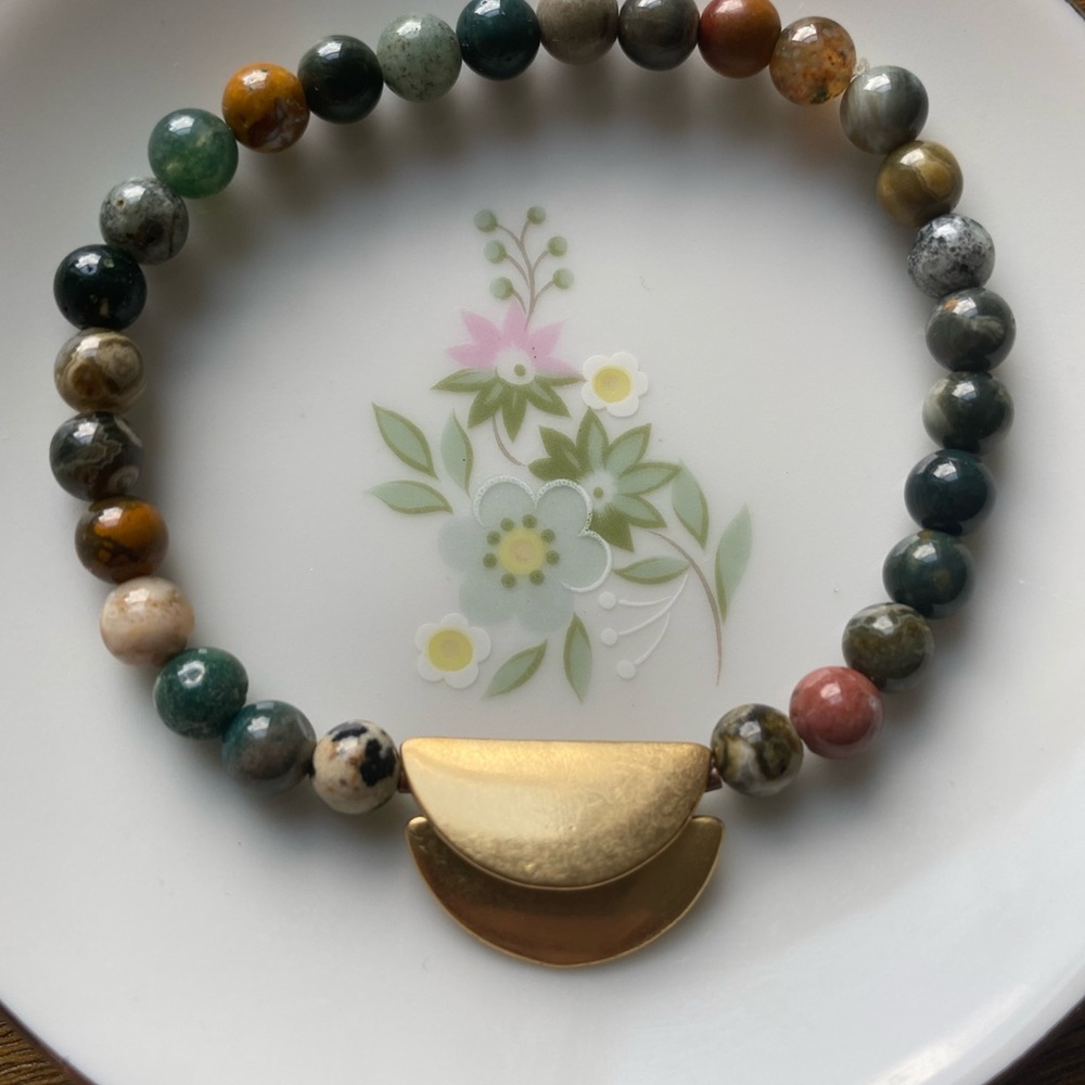 Gold and Multicolor Beaded Bracelet